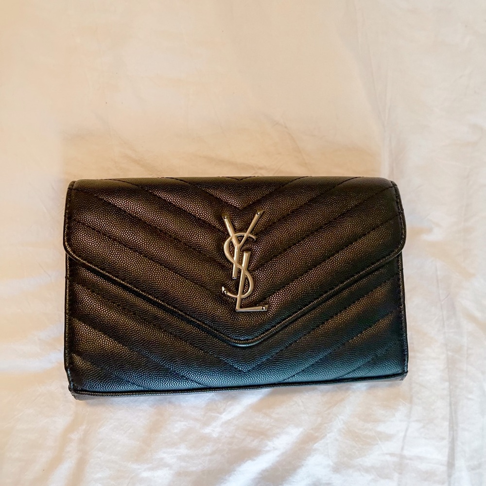 Black poudre crossbody & clutch
